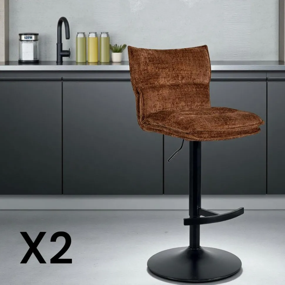 Chaise rotative tissu kaki (lot de 2) IENA