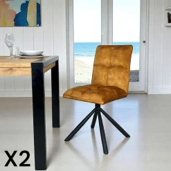Chaise rotative tissu moutarde (lot de 2) IENA