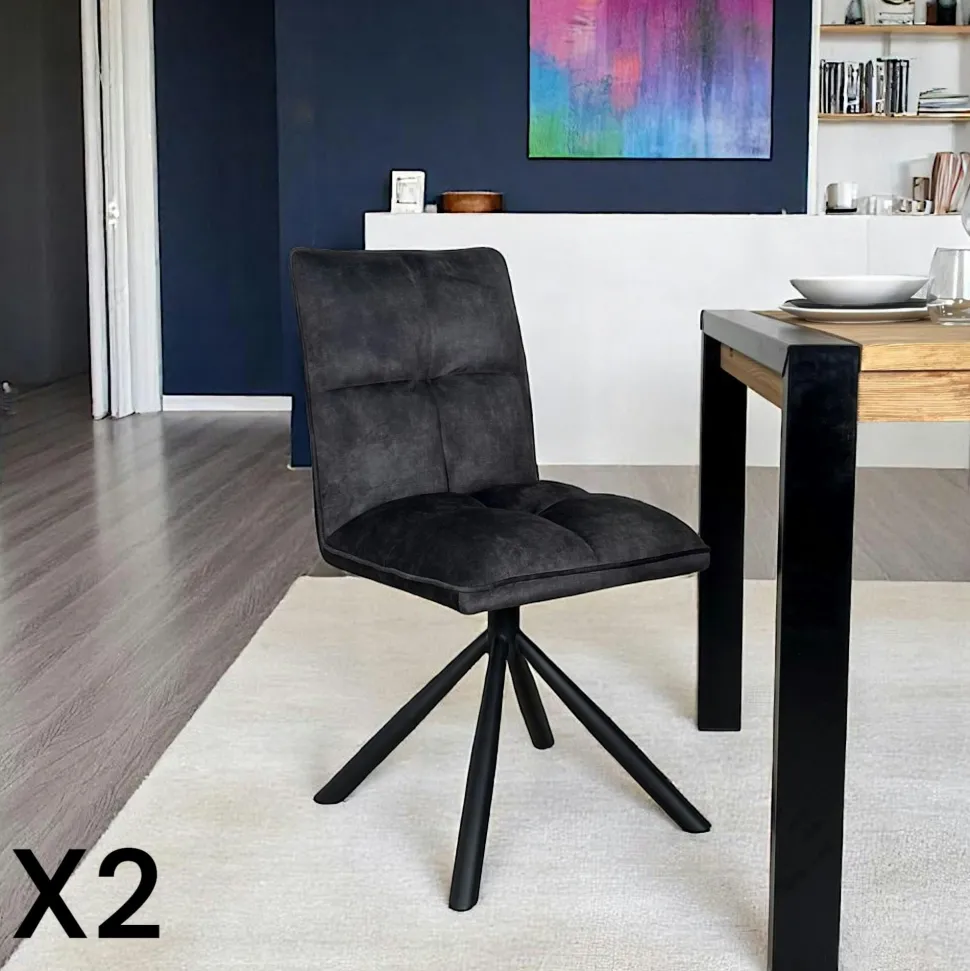 Chaise rotative tissu moutarde (lot de 2) IENA