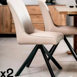 Chaise salle à manger beige (lot de 2) HUDSON