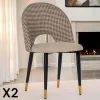 Chaise salle à manger tissu quadrillé taupe (lot de 2) MALMOE