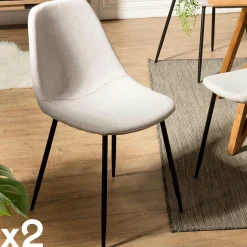 Chaise tissu beige TIM (lot de 2)