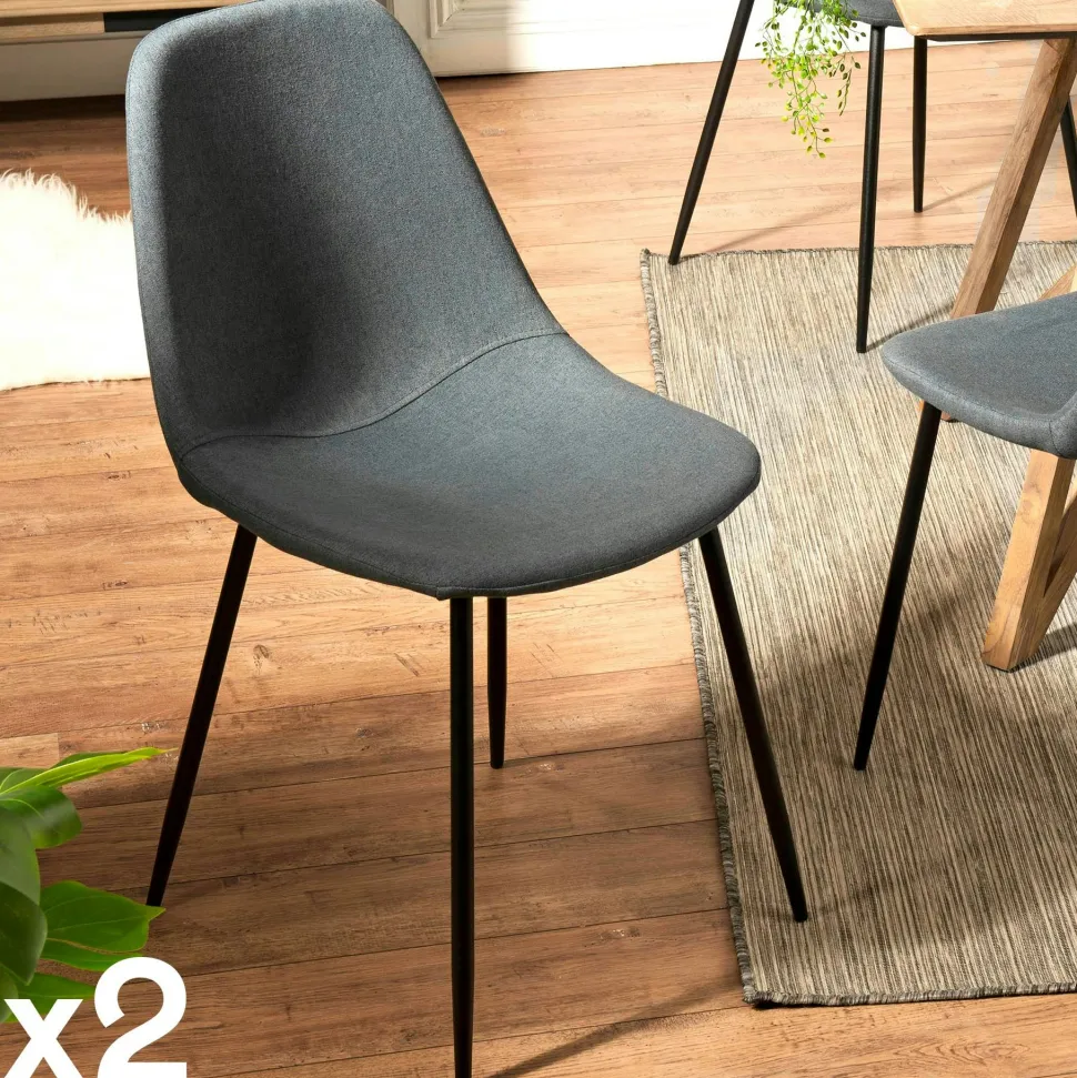 Chaise tissu beige TIM (lot de 2)