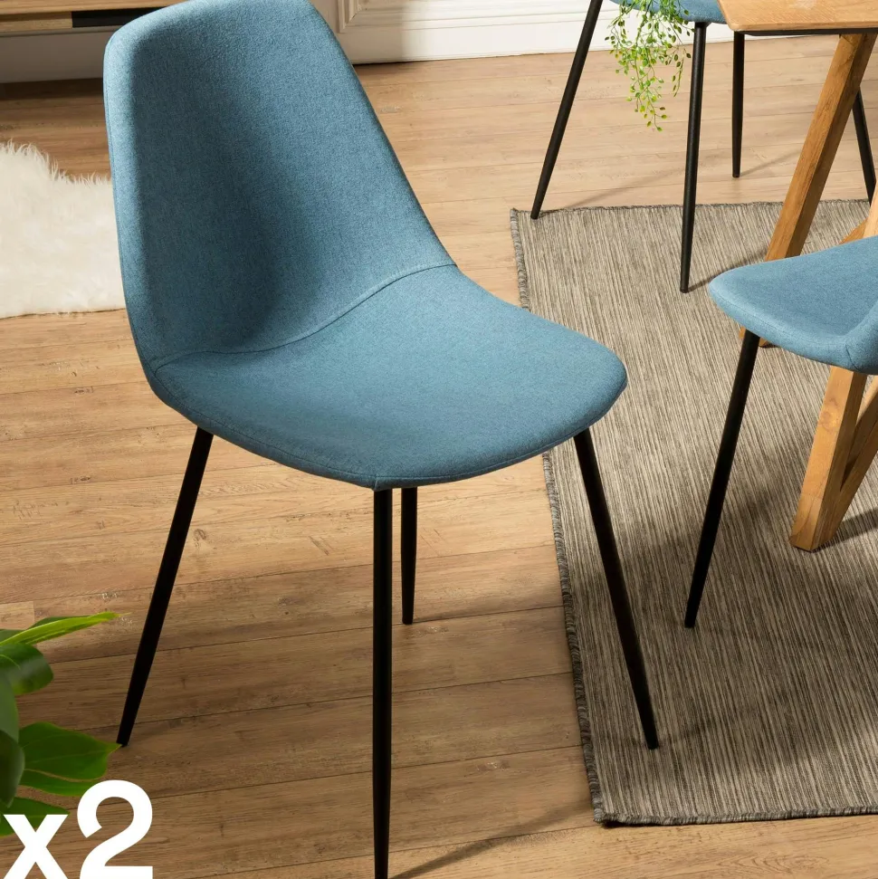 Chaise tissu beige TIM (lot de 2)