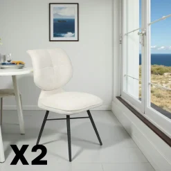 Chaise tissu gris foncé à dossier double (lot de 2) LIGURIE