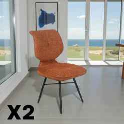 Chaise tissu rouille à dossier double (lot de 2) LIGURIE