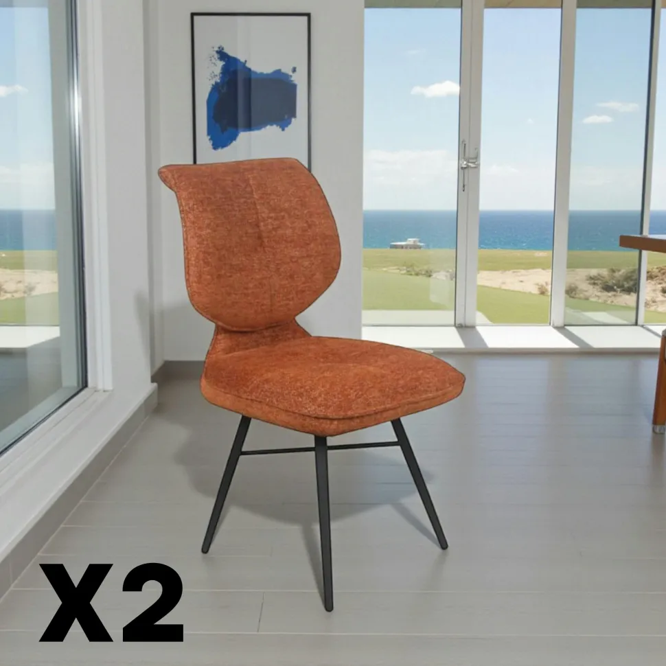Chaise tissu rouille à dossier double (lot de 2) LIGURIE