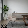 Chaise tissu taupe chiné accoudoirs larges (lot de 2) LIGURIE