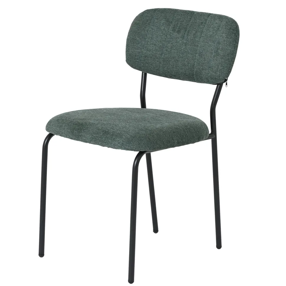 Chaise tissu vert foncé style écolier (lot de 2) MALANG