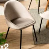 Chaise velours beige TIM (lot de 2)