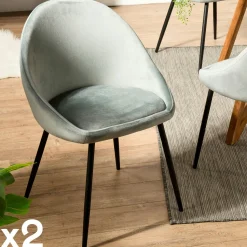 Chaise velours beige TIM (lot de 2)