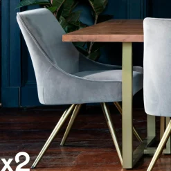 Chaise velours bleu lagon (lot de 2) HOBART