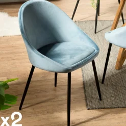 Chaise velours bleu TIM (lot de 2)