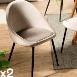 Chaise velours bleu TIM (lot de 2)