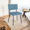 Chaise velours grosses côtes bleu pétrole (lot de 2) IENA