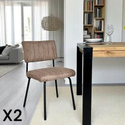 Chaise velours grosses côtes bleu pétrole (lot de 2) IENA