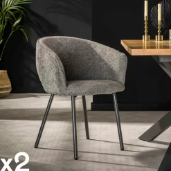 Chaise velours grosses côtes bleu pétrole (lot de 2) IENA