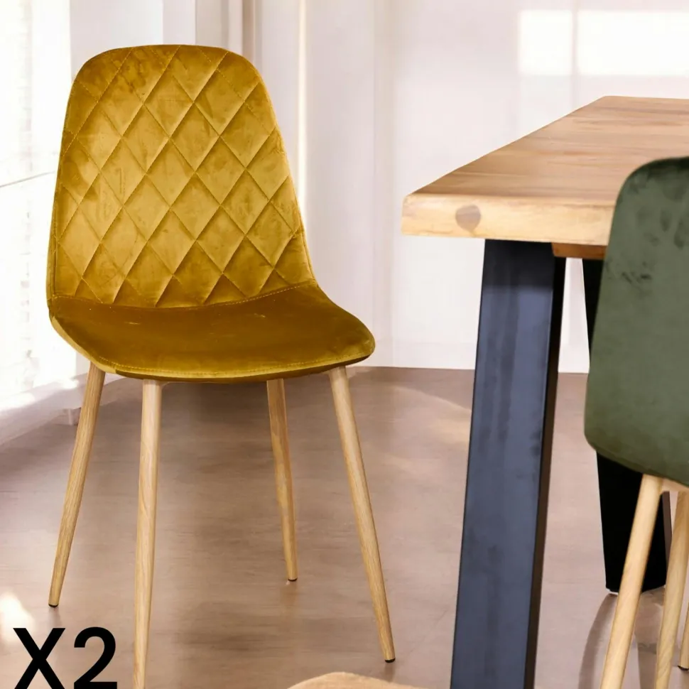 Chaise velours verte (lot de 2) HAWAI