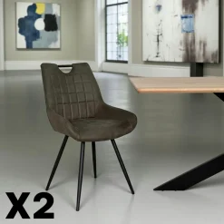 Chaise vert foncé effet vieilli à poignée intégrée (lot de 2) MALMOE