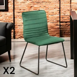 Chaise vert foncé motif ligne (lot de 2) BURGOS