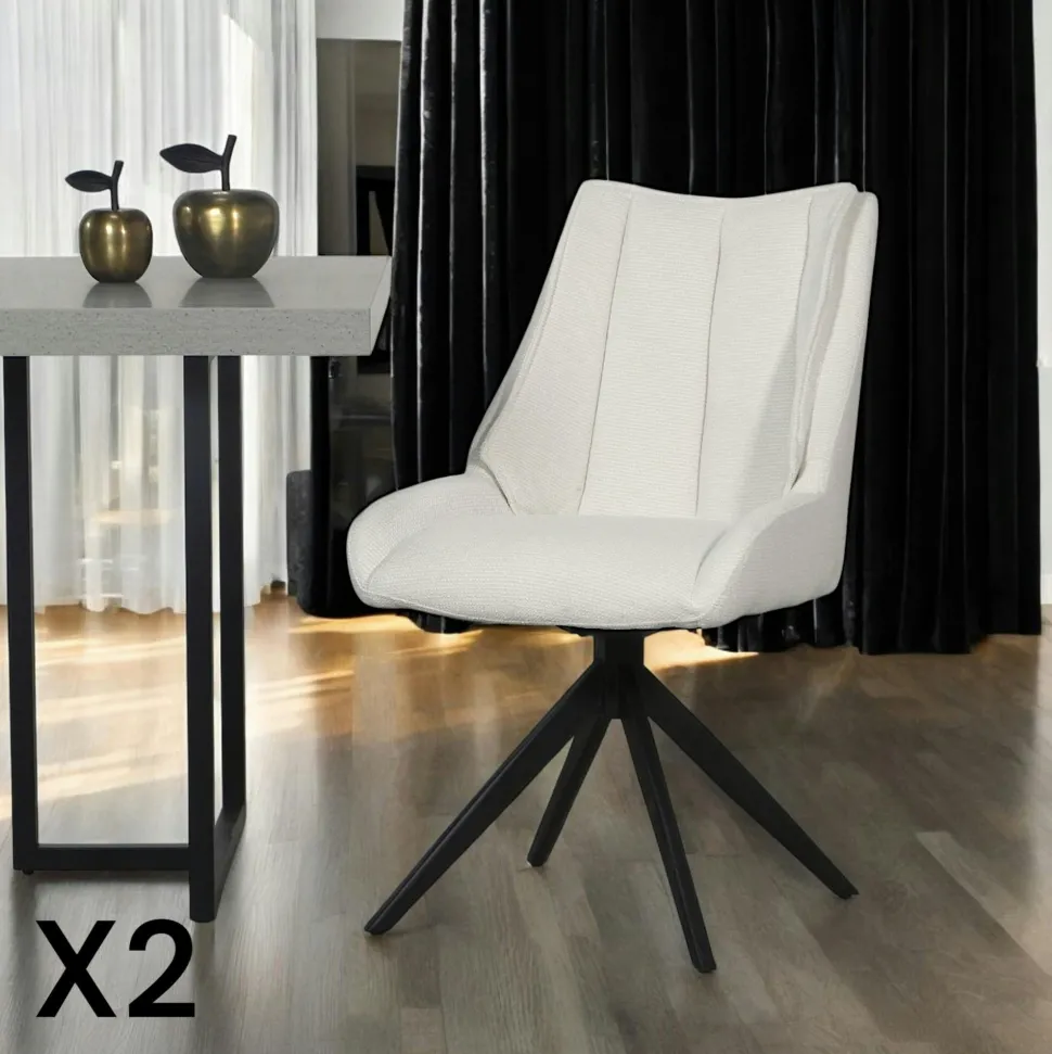 Chaise vert foncé pivotante en velours texturé (lot de 2) IENA