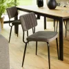 Chaise vintage en velours gris sombre TIM