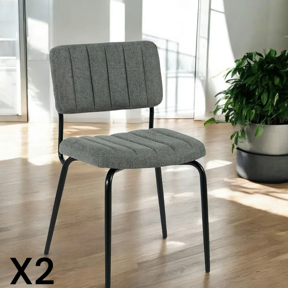 Chaise vintage grise FAIRLIE (lot de 2)