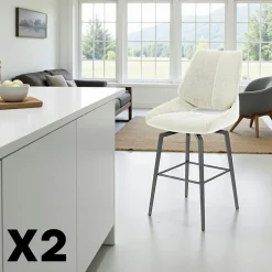 Chaises tissu beige chiné accoudoirs larges (lot de 2) LIGURIE