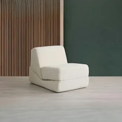 Chauffeuse convertible blanche bouclette, lit d'appoint SAPPO