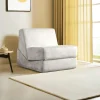 Chauffeuse convertible gris clair velours, lit d'appoint SAPPO