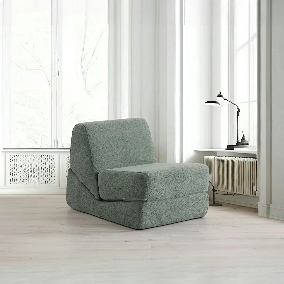 Chauffeuse convertible gris velours, lit d'appoint SAPPO