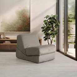 Chauffeuse convertible gris orage velours, lit d'appoint SAPPO