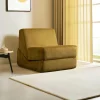 Chauffeuse convertible moutarde velours, lit d'appoint SAPPO