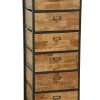 Chiffonnier 6 tiroirs en Hévéa recyclé naturel et métal 45x40x120cm LOFT