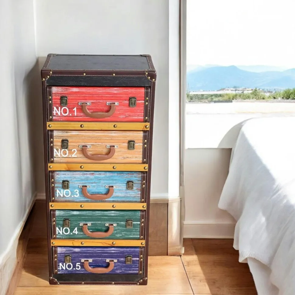 Chiffonnier façon valises colorées PUNO