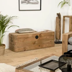 Coffre de rangement en bois de pin recyclé DENVER