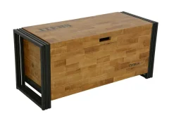 Coffre hévéa recyclé naturel et métal noirci 100X40X45cm DOCKER