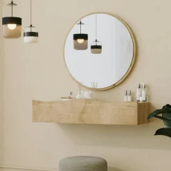 Coiffeuse murale scandinave avec miroir, 2 tiroirs MARFA