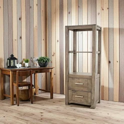 Colonne étagère moderne hévéa massif H150cm ATTAN