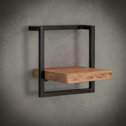 Colonne vitrine design - bois gris foncé, 3 plateaux LHASA