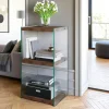 Colonne vitrine design - bois brun, 3 plateaux LHASA