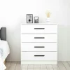 Commode blanche moderne 4 tiroirs, poignées noires MARFA