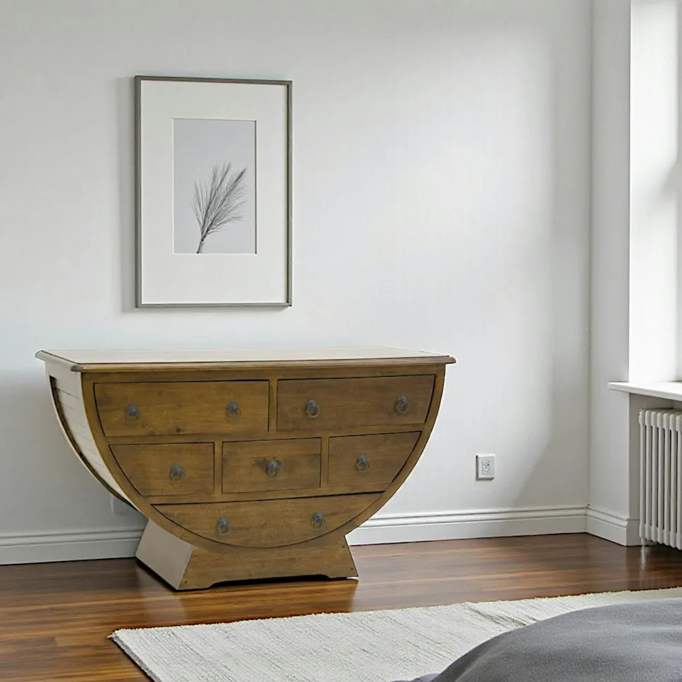 Commode demi cercle hévéa massif 110x60cm TRADITION