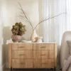 Commode en bois de manguier et marbre 6 tiroirs MASSA