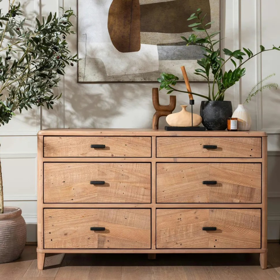 Commode en bois recyclé FSC 6 tiroirs HANOI