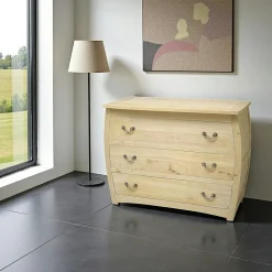 Commode galbée 3 tiroirs hévéa 103x53x80cm TRADITION