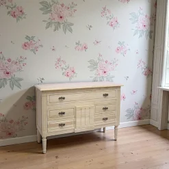 Commode Hévéa 3 tiroirs, effet 5 tiroirs, 112x40x80cm MAORI