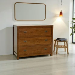 Commode Hévéa 3 tiroirs 100x50x84,6cm HELENA