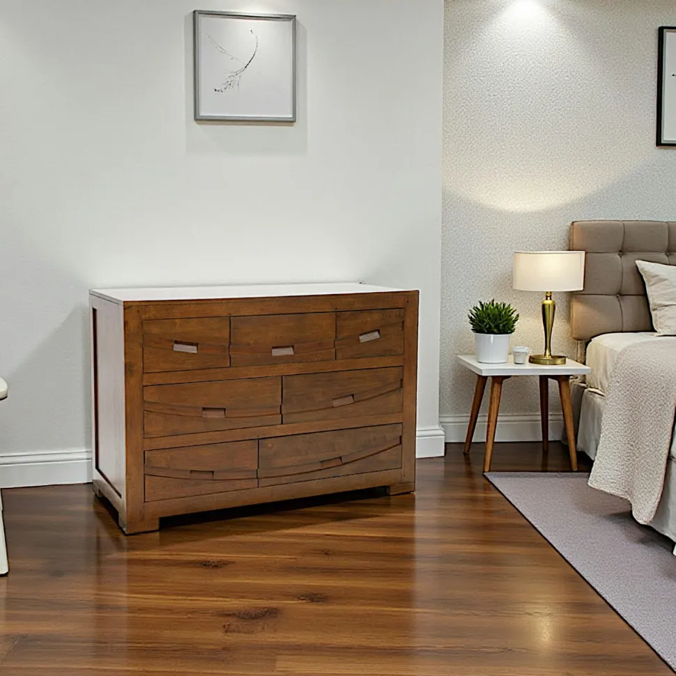 Commode Hévéa 7 tiroirs 110x50x76cm NIAGARA