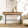 Console 2 tiroirs bords arrondis décor strié JINAN